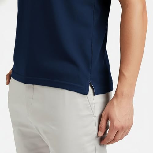 Image of Men's Premium Cotton Pique Polo T-Shirt, Classic Fit Short Sleeve Casual Summer Shirt, Soft & Breathable Fashion Polo