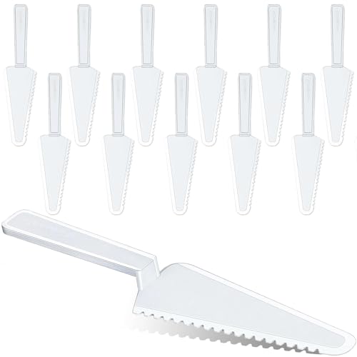 12 Pcs Disposable Plastic Cake Cutter Cake Pie Server Cutter Slicer Pizza Pastry Slicer for Kitchen Wedding Buffet