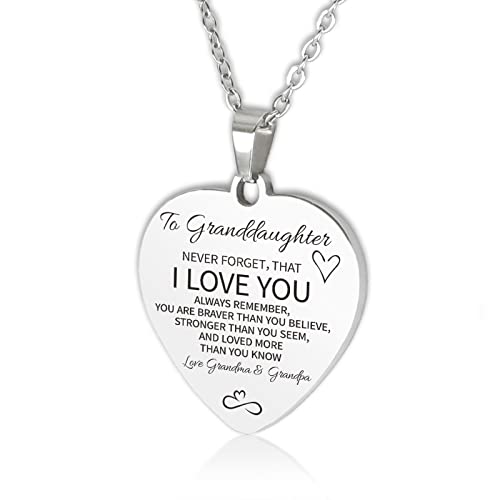 HAYOUWAY Collier avec pendentif en forme de cœur de la part de maman, papa, fille, de grand-mère et de grand-père, Acier inoxydable Cover