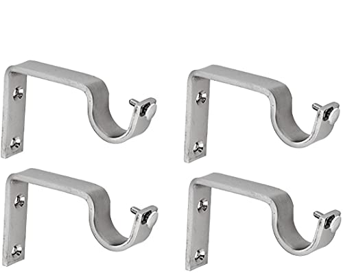 Z L Enterprises Curtain Brackets Stainless Steel Curtain Accessories for Home Curtain Support Rod Brackets Clamps Holders Hooks Pack of 4 Pieces, Silver