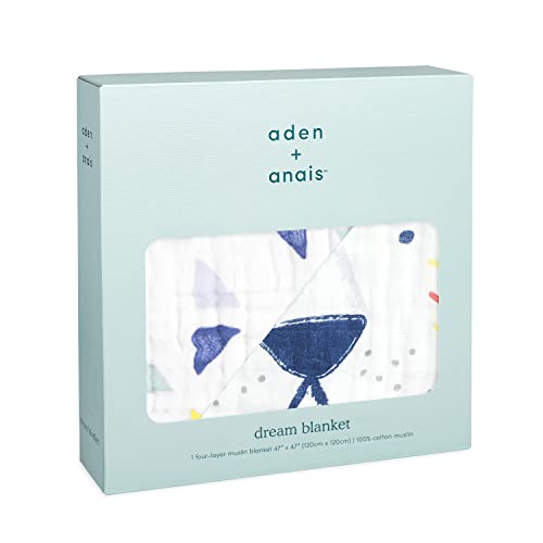 aden + anais Baby Blanket for boy and Girl, Muslin Cotton Baby Quilt, 4-Layer Lightweight, Newborn and Toddler Crib Blanket, Leader of The Pack