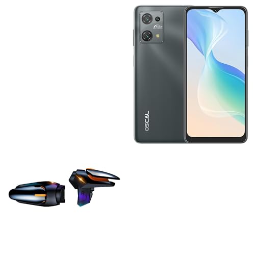 BoxWave Gaming Gear Compatible with Blackview Oscal C30 Pro - Touchscreen QuickTrigger Auto, Trigger Buttons Autofire Gaming Mobile FPS - Jet Black