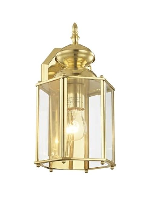 Livex Lighting 2007-02 Outdoor Wall Lantern with Clear Beveled Glass Shades, Polished Brass