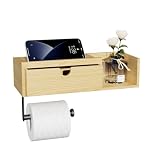 HapiRm Toilet Roll Holder - Toilet Paper Holder with Drawer Storage Self, Space-Saving Bathroom Self Adhesive Paper Storage, Wall Mounted Box with Shelf for Bathroom
