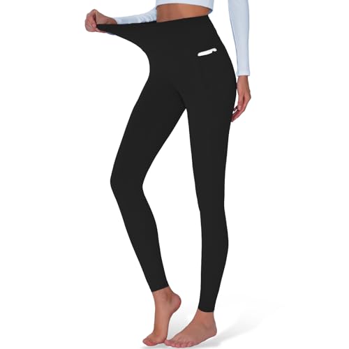 SPACEVIKING Yoga Leggings for Women High Waisted Tummy Control Yoga Pants Workout Leggings with Pockets Butt Lifting Gym Athletic (Black, S)