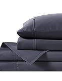 Anne Klein Reverie 100% Cotton Solid Sheet Set, Queen, Charcoal