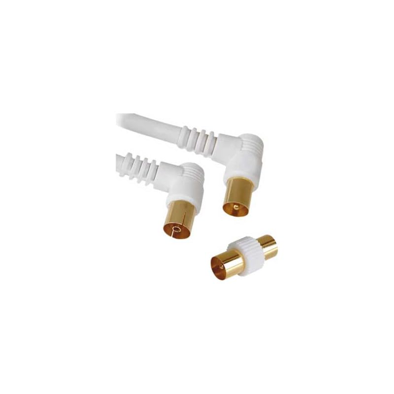 Câble coaxial Erard 4501 de 5 m avec connecteurs TV 9.52mm mâle femelle coudés en blanc