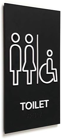 Kubik Letters Female Toilet Sign for Business with UK Standard Braille Cell, Modern Door Sign for Women and Ladies WC with 3M Double Sided Tape