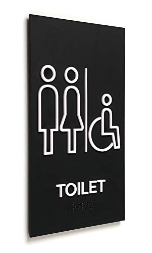 Plaque de porte toilettes braille Kubik Letters pour accessibilité sans perçage 3M
