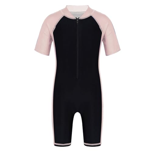 Image of Alvivi Kids Baby Boy Girls Short Sleeve Shorty Swimming Suit UV Sun Protective Zipper One Piece Swimsuit