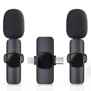 2 Pack Wireless Lavalier Microphone for iPhone/Android Phone, USB C Wireless Lav Mic, 4 Pickup Modes, Noise Cancellation, Mini Lapel Mic for Video Recording Podcast YouTube TikTok