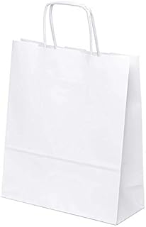 kgpack 25 pcs. White Paper Bags, Small Paper Bags with Handles 24 x 20 x 8 cm Gift Bags with Twisted Handles for Grocery Baking Shopping Merchandise Boutique Retail