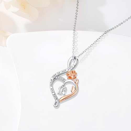16th Birthday Gifts for Women Sweet 16 Year Old Necklace 925 Sterling Silver Rose Flower Heart Infinity Pendant Jewelry Birthday Gift for Sixteen Year Old Daughter Granddaughter3