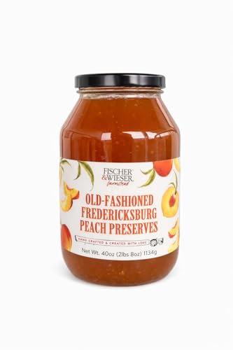 Fischer & Wieser Old-Fashioned Fredericksburg Peach Preserves, Hand Crafted, 40 oz Jar