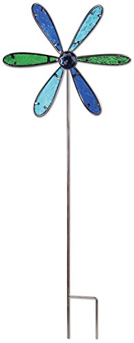 Sunset Vista Designs 92633 Wind Spinners Colorful Glass and Metal Outdoor Décor Decorative Garden Stake, 28-Inches, Blue/Green/Purple