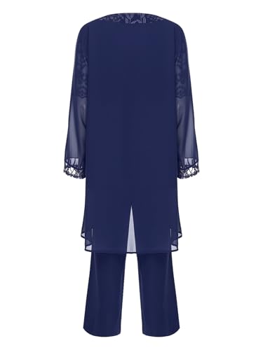 Choomomo Womens 3 Piece Wedding Guest Pant Suits Formal Chiffon Lace Evening Party Dressy Outfits4