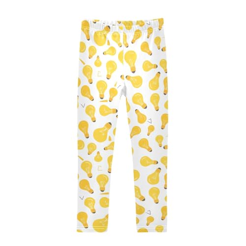 Wusikd Yellow Light Bulb Girls' Leggings Toddler Doodles Kids Yoga Pants Dance Active Tights 4T