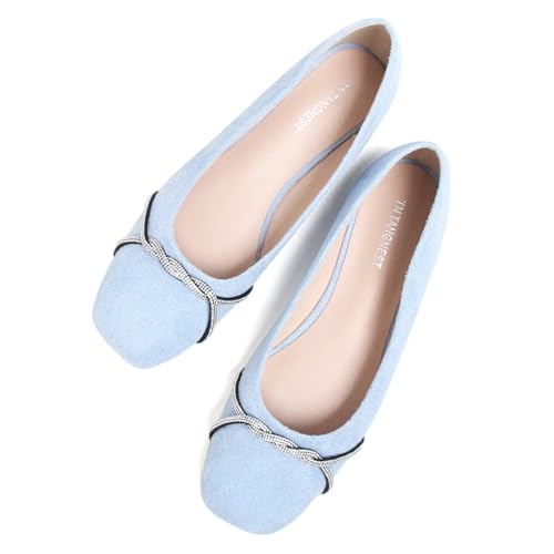 Image of TN TANGNEST Womens Casual Flats Chain Ballet Flats | Fashion Pointed Toe Rhinestone Flats, Comfort Slip On Dress Shoes for Business Work Office Wedding Party
