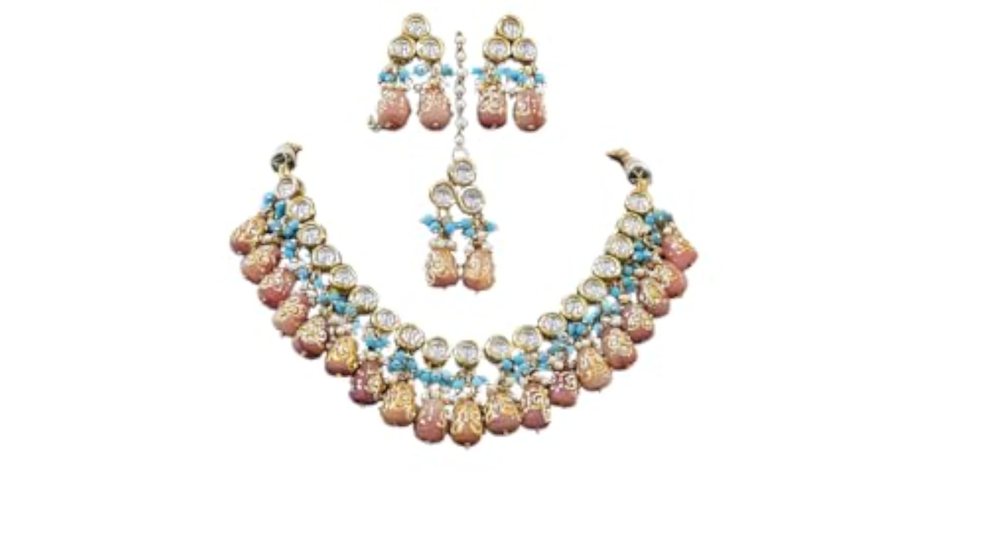 Luxury Statement Necklace with Crystal and Turquoise Beads