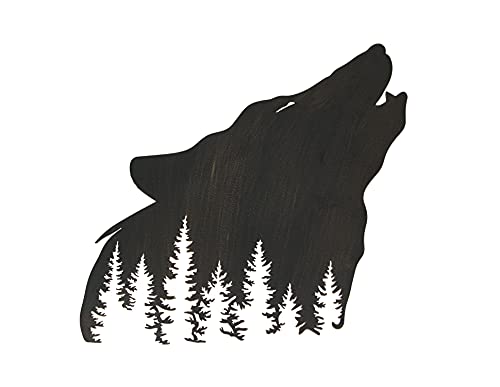 Black Wolf Cutout Metal Silhouette Wall Art Hanging Forest Room Decor Lodge Decoration 17 Inches High #TOP26