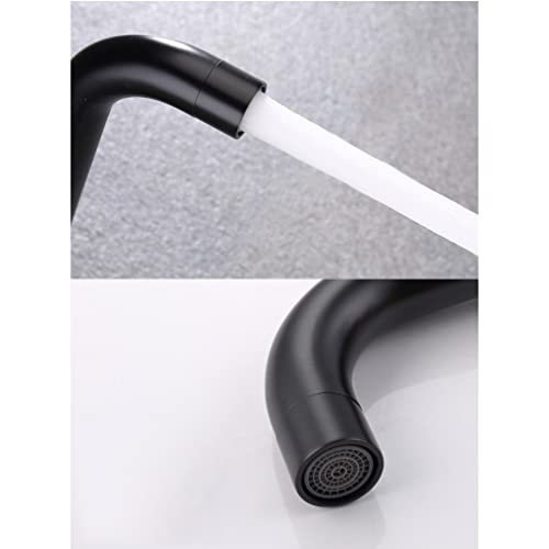 Kitchen Faucet Extended Water Outlet Single Cooling Faucet Wall Mounted Brass Tap,Black #TOP5