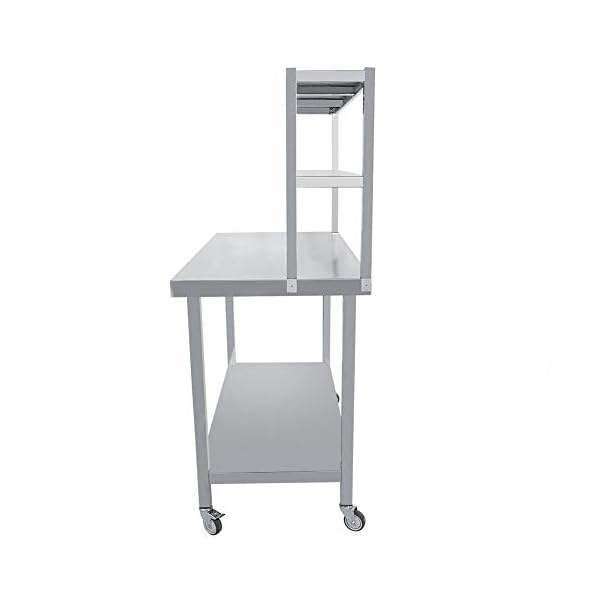 2 Schichten Edelstahltisch Beweglich Küchentisch 1.0 Edelstahl Gastronomie Workbench Arbeitstisch mit zusätzlichen… – Bild 3