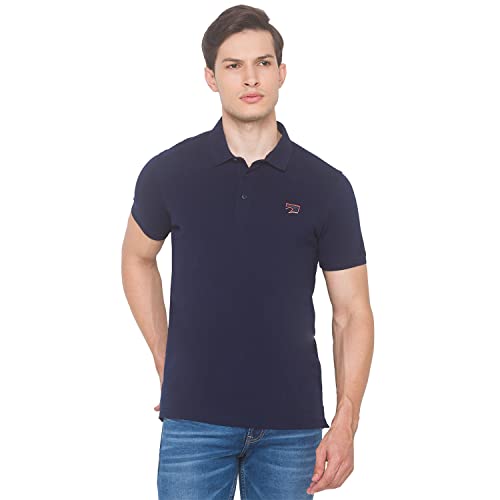 Image of Spykar Men's Embellished Slim Fit Polo T-Shirt