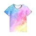 Girls Tie Dye Heart Print Short Sleeve T-Shirts Kids Summer Tops Loose Crewneck Casual Basic Tees for Boys 3-10 Years