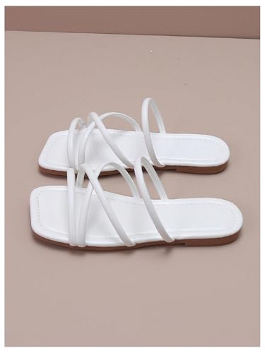 GORGLITTER Girl's Strappy Sandals Cross Strap Flat Slip On Open Toe Slides Sandal2