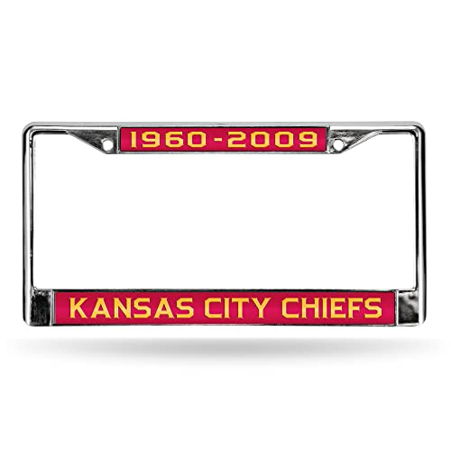 Rico Industries NFL Kansas City Chiefs - 50th Anniversary Laser Cut Inlaid Standard Chrome License Plate Frame
