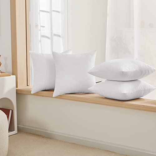 Deconovo 4 Pcs White Blank Cushion Covers For Sublimation, Faux Linen Pillow Covers With Invisible Zipper, Soft Pillow Covers For Bench,18X18 Inch, Set Of 4 Case Only No Insert #TOP5