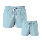 Father & Son Matching Swim Trunks, Matching Swim Shorts, Daddy and Me Matching Swim Shorts (US, Age, 6 Months, Light Blue)