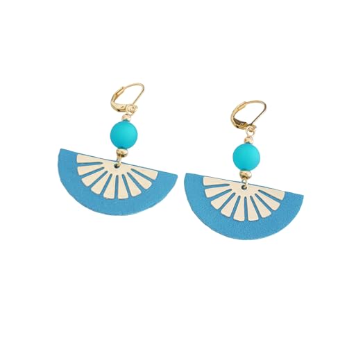 Boucles d'oreilles demi-lune en cuir bleu pour sublimer vos tenues d'été