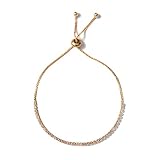Rhinestone Tennis Bracelet Dainty Gold Bracelets for Women Slide Bracelet Adjustable Bangle Bracelet