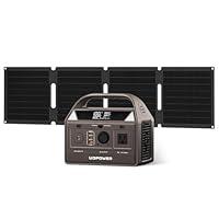 UDPOWER Bundle Portable Power Station C200 with 40W Mini Solar Panel, Surge 400W AC Output Power Bank, 192Wh(60,000mAh) LiFePO4(LFP) Battery, AC DC USB C for Home Use/RV/Outdoor/Camping