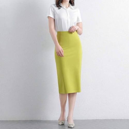 2025 Office Work Pencil Skirt for Women Stretch High Waist Below Knee Bodycon Skirt for Business Casual2