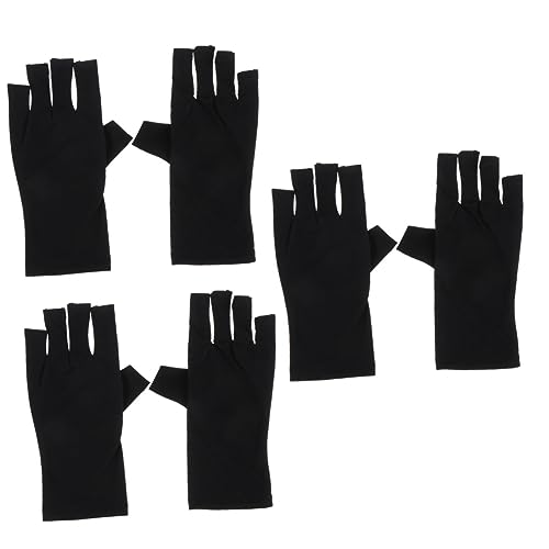 BELLIFFY 3sets Uv Gloves Half-Finger Design Manicure Gloves for Uv Protection 2pcs*3
