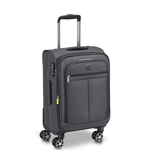 Image of DELSEY PARIS Priscilla 55 cms Small Cabin Polyester Soft Sided 8 Wheels and Expandable Spinner Suitcase /Trolley Bag for Travel with TSA Lock- Anthracite