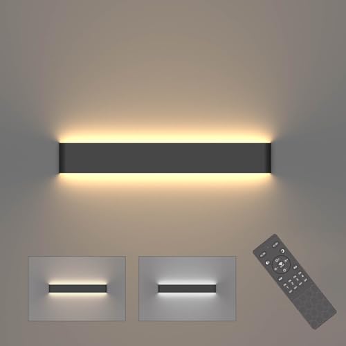 Klighten Applique Murale Dimmable Interieur avec Télécommande, Lampe Murale LED Mordern, Pour Chambre, Salon, Salle de Bain, 61cm, 800-2000 Lumen,...