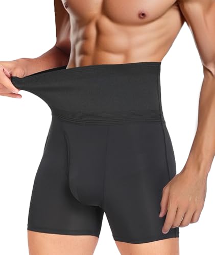 Mens Shapewear Compression Shorts High Waist Tummy Control Underwear for Belly Fat Slimming Body Shaper Boxer Briefs