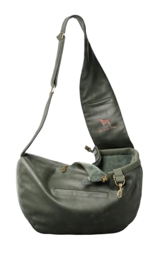 Noah & Paw SL-ZIP-GR-LE Dog Sling Carrier For Small Dogs 5-18Lb, Dog Sling For Small Dogs And Cats, Dog Carrier With Adjustable Padded Strap, Vegan Denim Lined cover