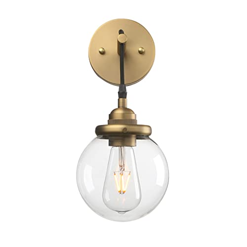 Phansthy Vintage Glass Wall Sconce, Hanging Wire Indoor Wall Lamp, 5.9" Globe Wall Lighting Fixture Adjustable Hanging Cord, Home Decor Art Wall Light Hardwired Farmhouse Wall Sconce (Antique) #TOP1