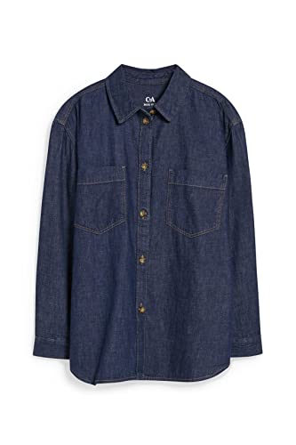 C&A Damen Regular Fit Bluse Mit Waschungseffekt Jeans-dunkelblau 42