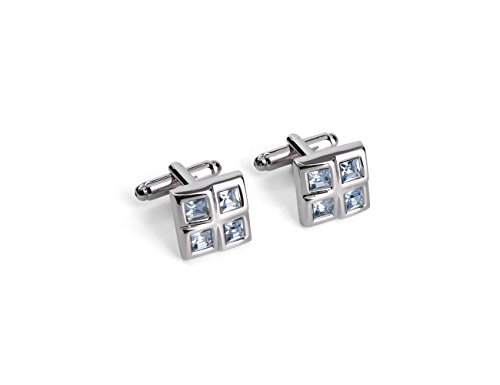 Mens Cufflinks Unique Square Navy Blue Crystal Cufflinks Luxury Silver Shirts Cufflinks For Men 1 Pairs Set #TOP1