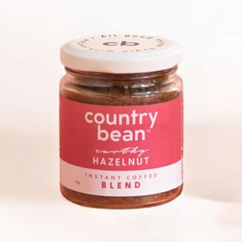 Country Bean Hazelnut Instant Coffee I Blend I 50g - Makes 40 Cups I No Added Sugar I 100% Strong Coffee Powder