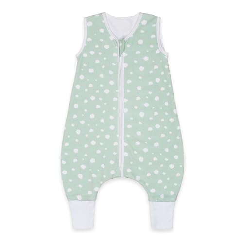 emma & noah Baby Schlafsack mit Füßen 1.0 TOG Ganzjahres Schlafsack mit Beinen für den Frühling Sommer und Herbst 100% Bio-Baumwolle Oeko-TEX Zertifiziert (Punkte Mint 70 cm)