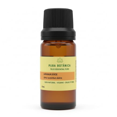 Óleo Essencial de Laranja Doce 10ml – 100% Puro Pura Botânica para Aromaterapia, Aroma Cítrico Refrescante, Bem-Estar Emocional e Sensação de Alegria Natural