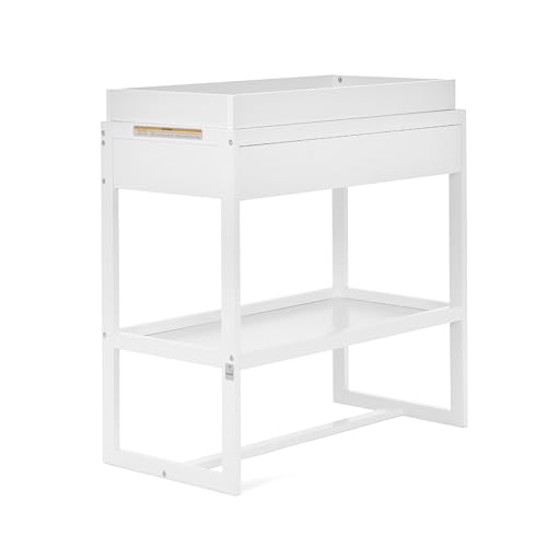 Image of Dream On Me Arlo Changing Table with Pad & Safety Strap - White | Solid New Zealand Pinewood, Non-Toxic Finish, Spacious Fixed Storage Shelf for Diapers, Water-Resistant 1 inch Pad