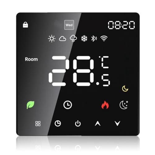 Rtauhife Termostato de CalefaccióN con Pantalla TáCtil WIFI Graffiti Termostato Inteligente WIFI Negro 16A CalefaccióN EléCtrica