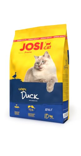 JosiCat Crispy Duck | 10kg | Adult | Katzenfutter trocken mit Ente | Premium Trockenfutter mit knuspriger Ente für erwachsene Katzen | mit wertvollen Fettsäuren & Vitaminen | powered by JOSERA